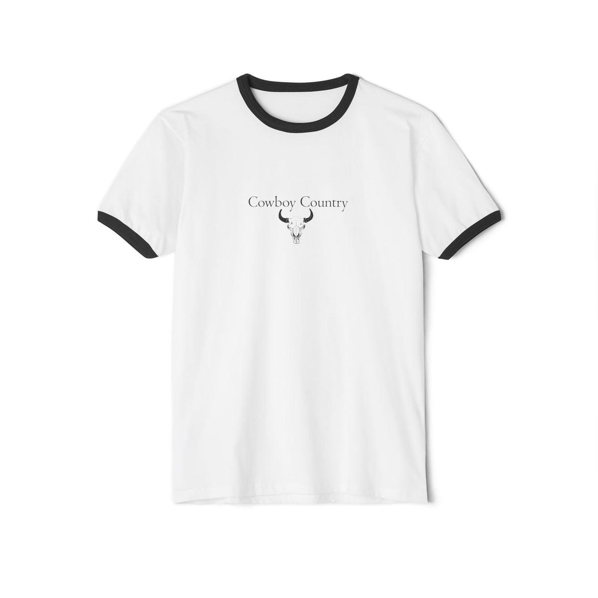 Cowboy Country Ringer T‑Shirt — Western Skull Graphic