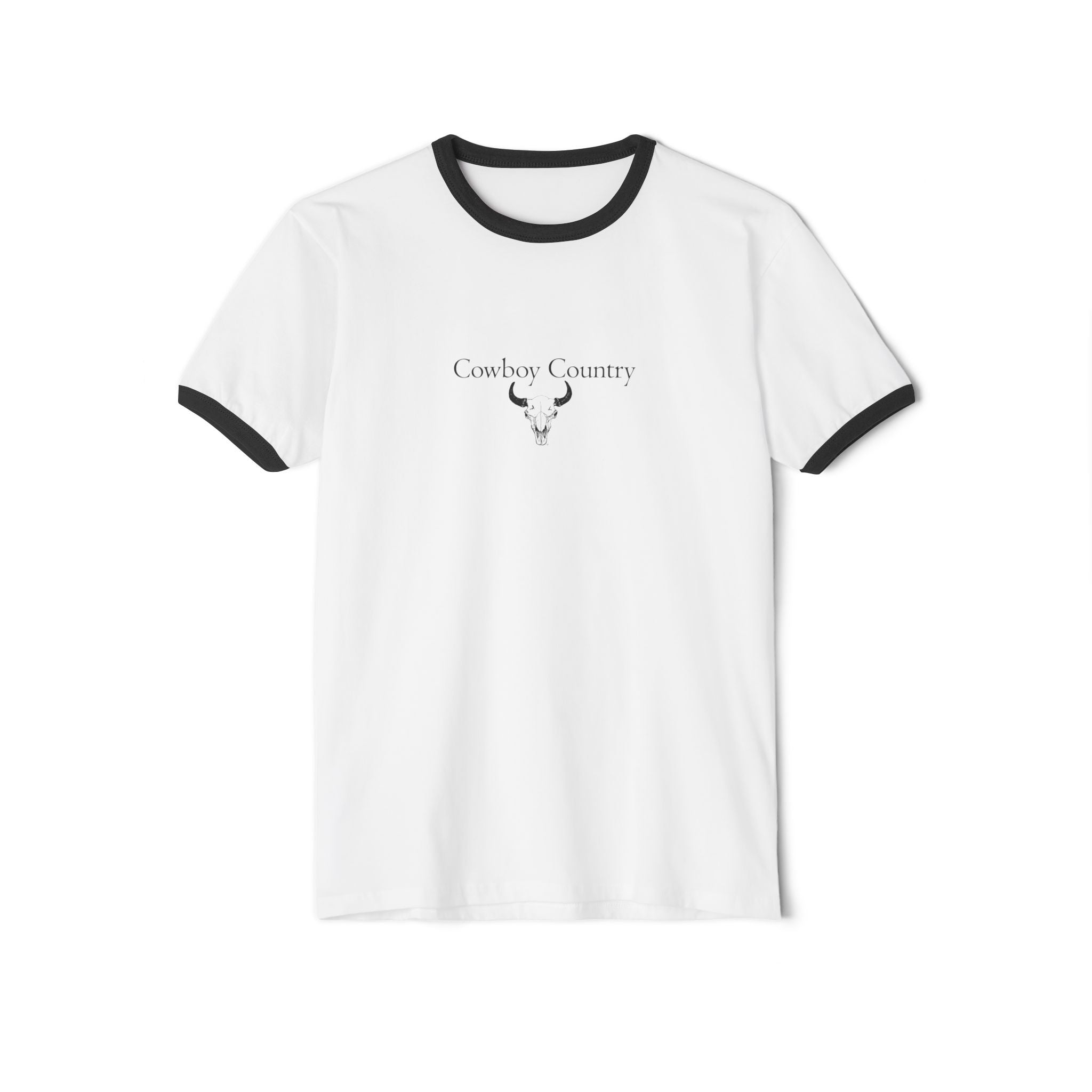 Cowboy Country Ringer T‑Shirt — Western Skull Graphic
