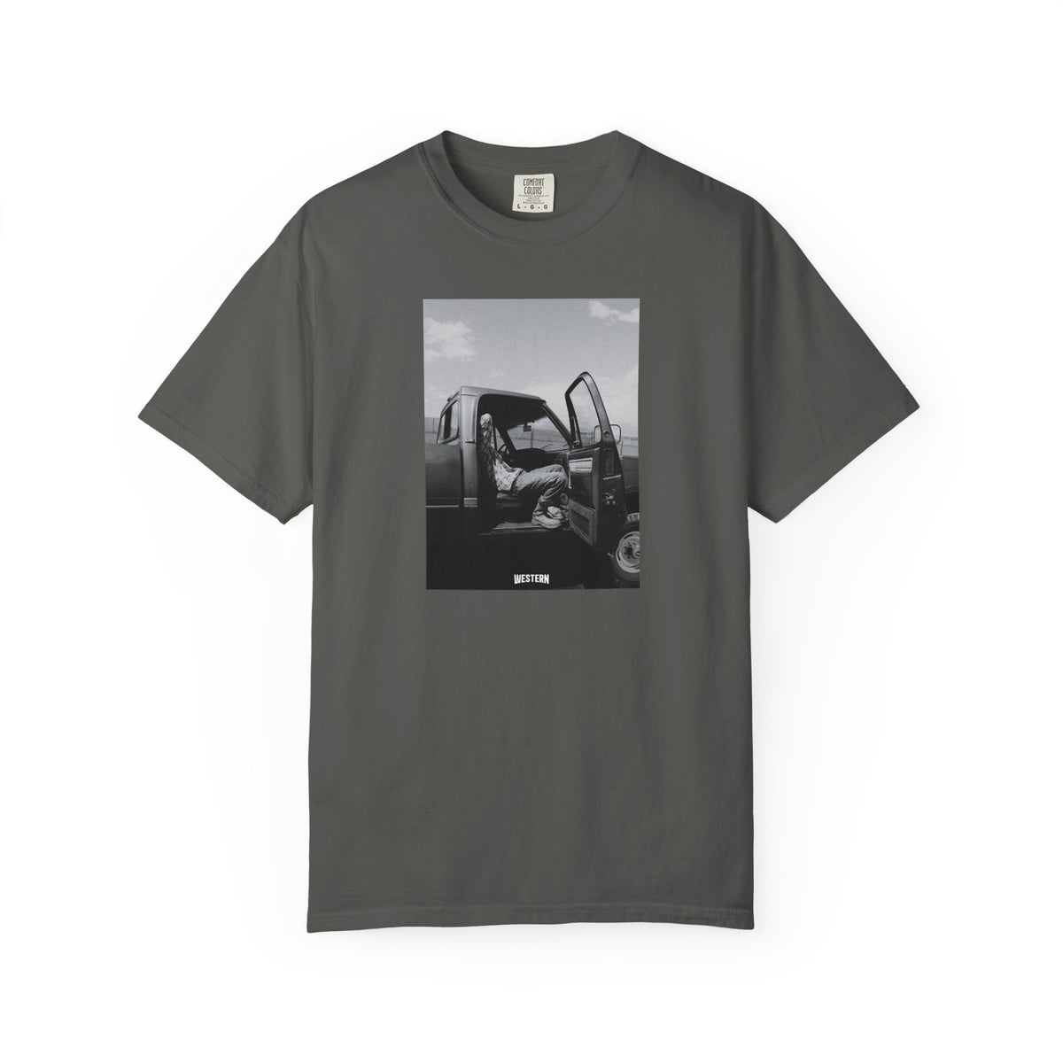 Vintage Truck Photo T-Shirt — Black & White Automotive Graphic Tee