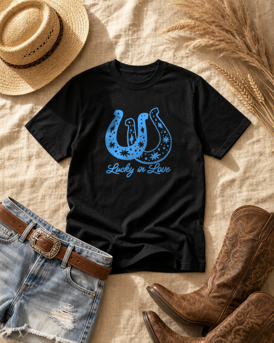 Lucky in Love T-Shirt — Lucky Horseshoe Western Graphic Tee
